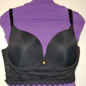 Black push up long line bra